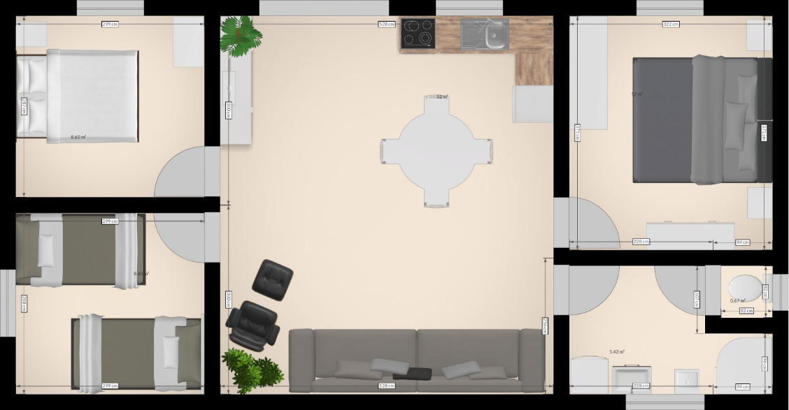 Plan suggestion of a 12m x 6m 3 bedroom home